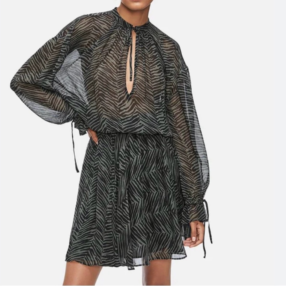 NEW Anine Bing Elliana Silk Zebra Print Dress
